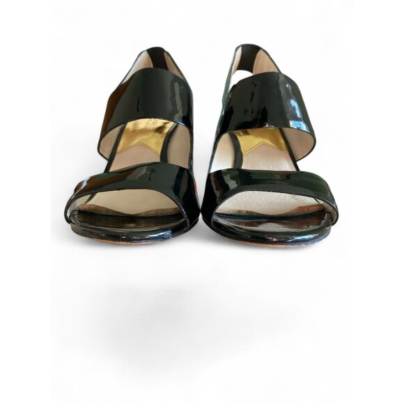 Michael Kors Black Patent Leather Peep Toe Heels Size 8 - Picture 6 of 6